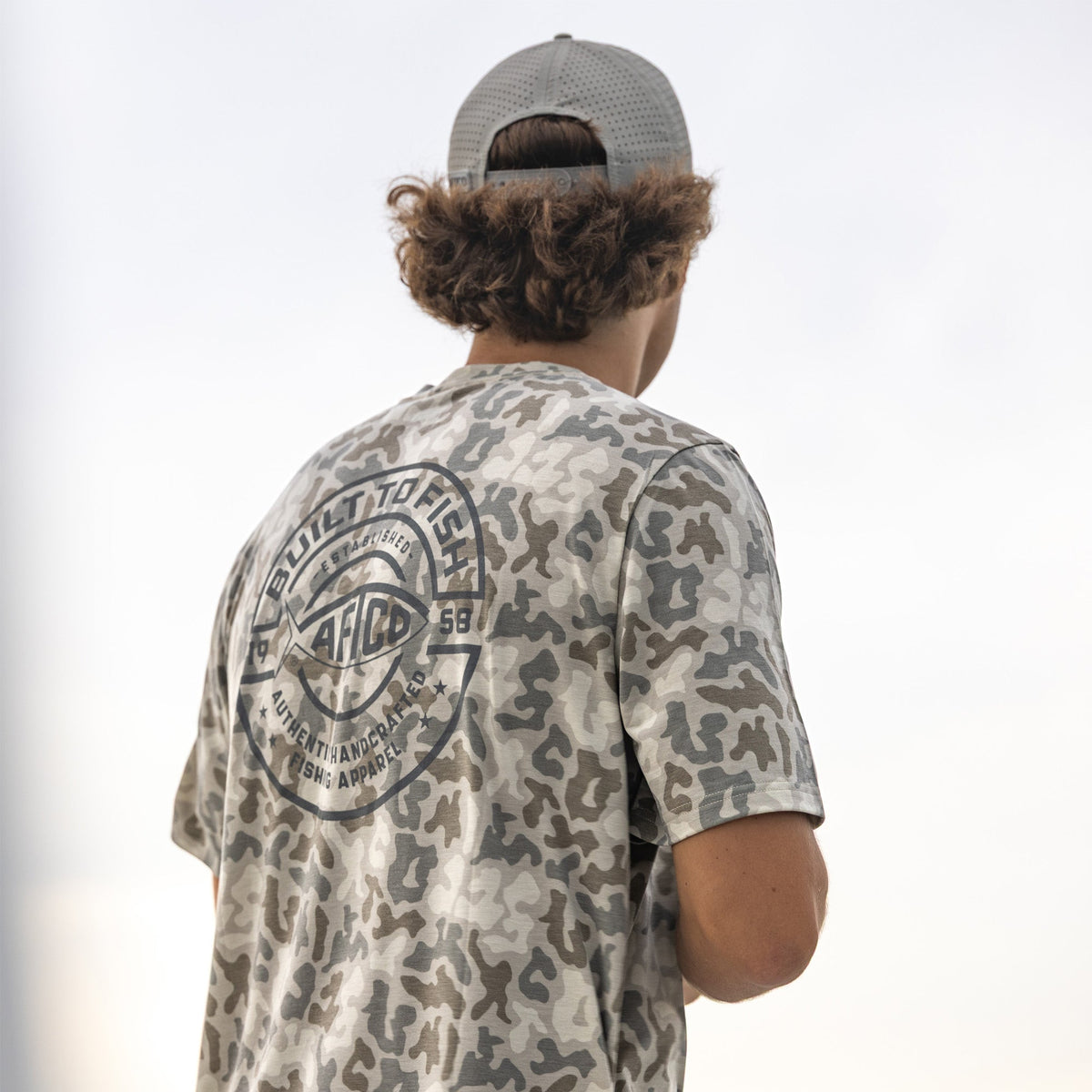 Sand Grouper Camo Ocean Bound Printed Short Sleeve Fishing Shirts / AFTCO Essential
