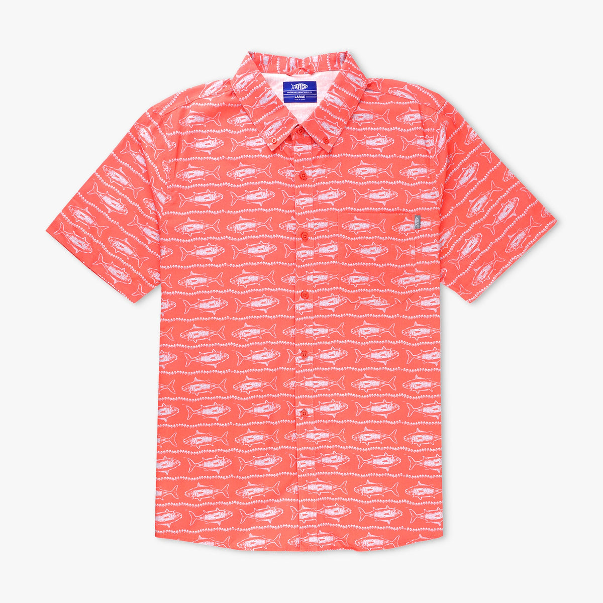 Soft Coral Boatbar SS Button Down Fishing Shirt / AFTCO Signature