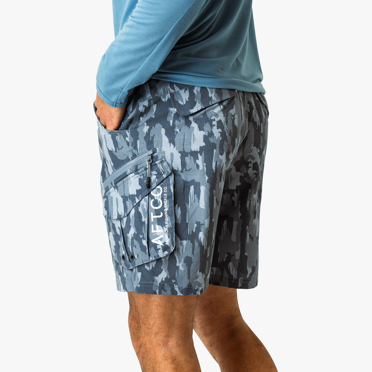 Naval Storm Camo Pinnacle Fishing Shorts / AFTCO Essential