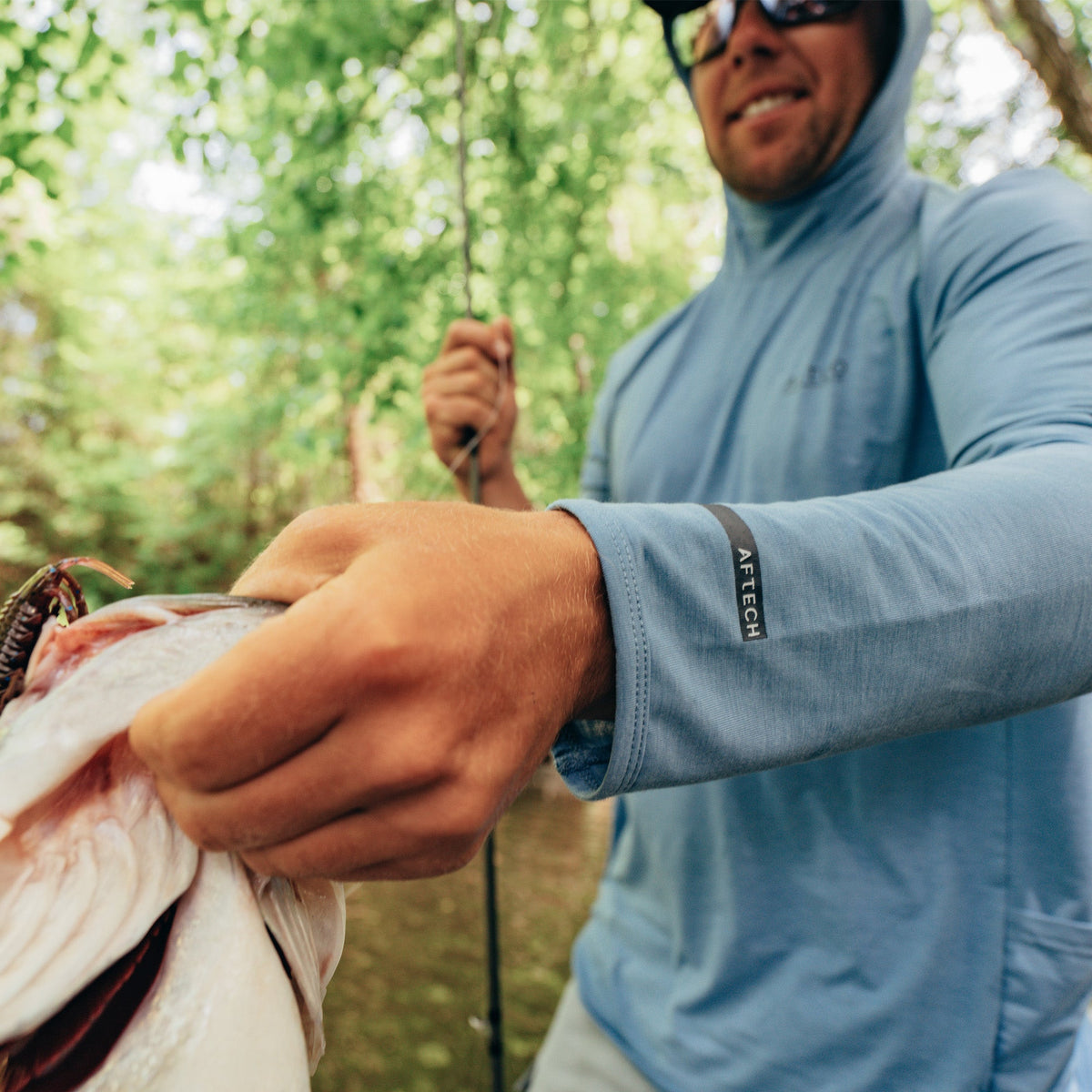 Blue Shadow Tailwind Long Sleeve Hooded Sun Protection Shirt / AFTCO Everyday
