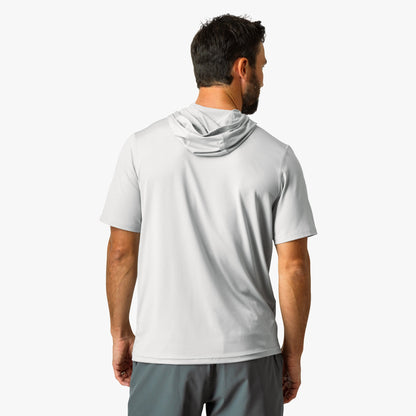 Oyster Gray Heather Samurai Short Sleeve Hooded Sun Protection Shirt / AFTCO Hot Sale