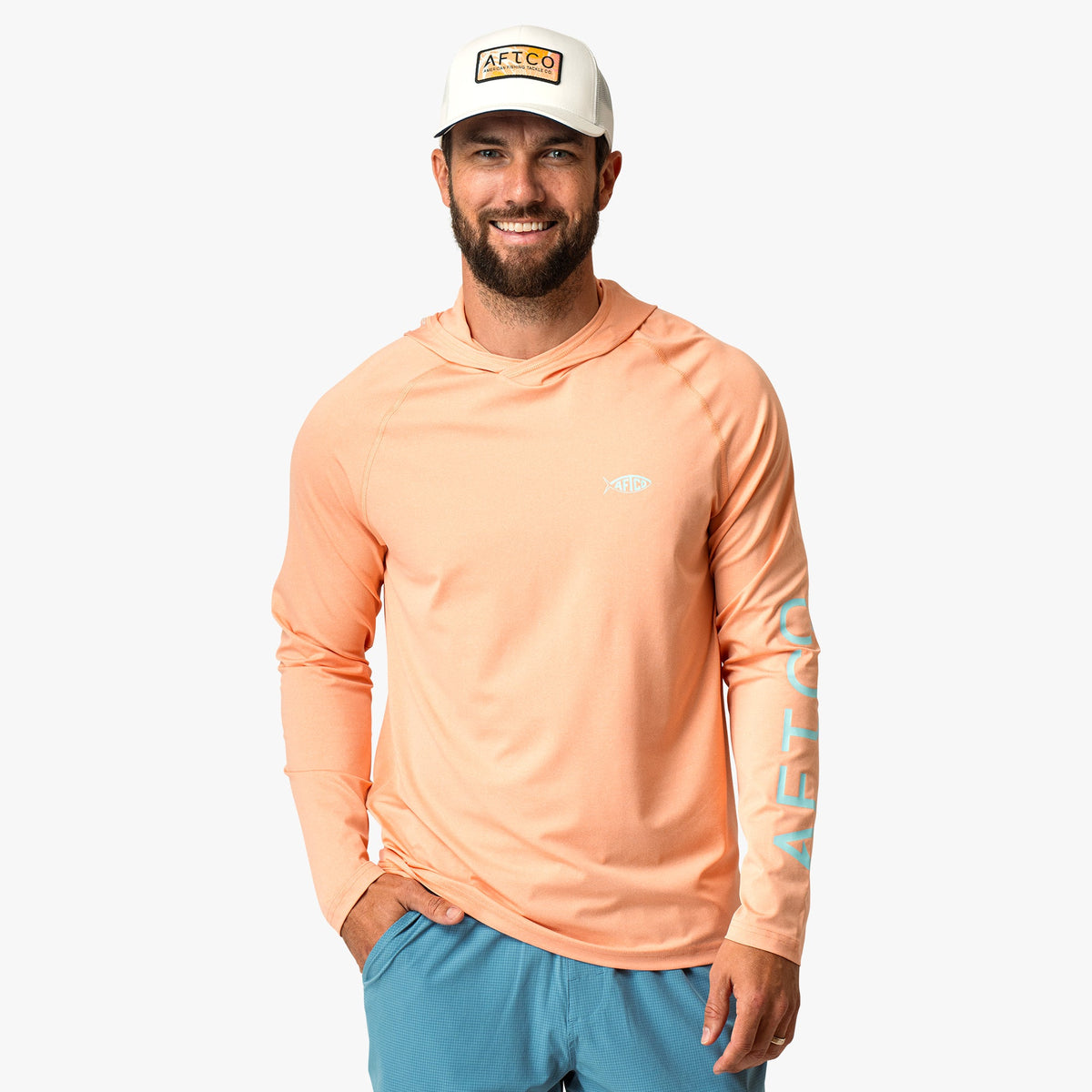 Coral Sands Heather Samurai Long Sleeve Sun Protection Hoodie / AFTCO Discount