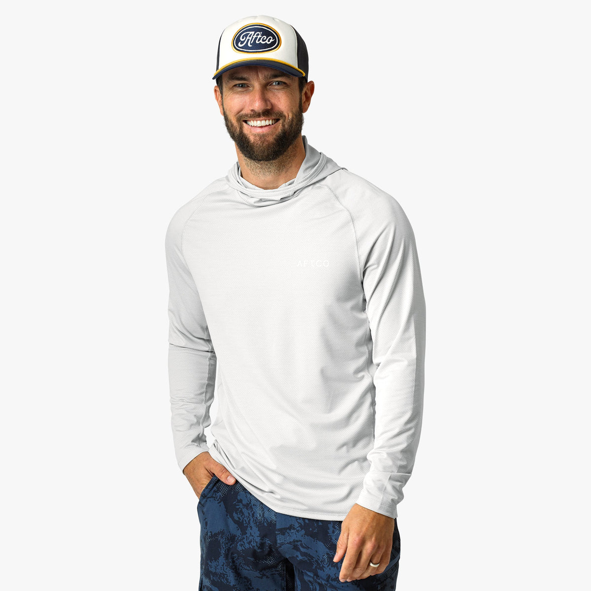 Tidal Current Camo Adapt Phase Change Hooded Fishing Shirt / AFTCO Trusted