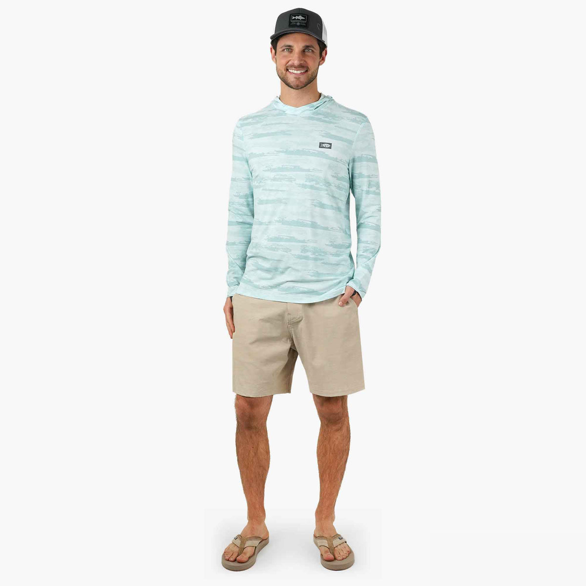 Sand Grouper Camo Ocean Bound Hooded Performance Shirt / AFTCO Top Pick