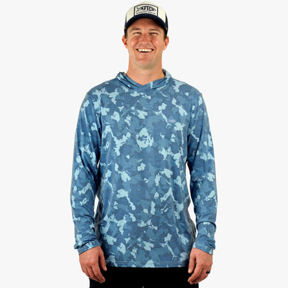 Sand Grouper Camo Ocean Bound Hooded Performance Shirt / AFTCO Top Pick