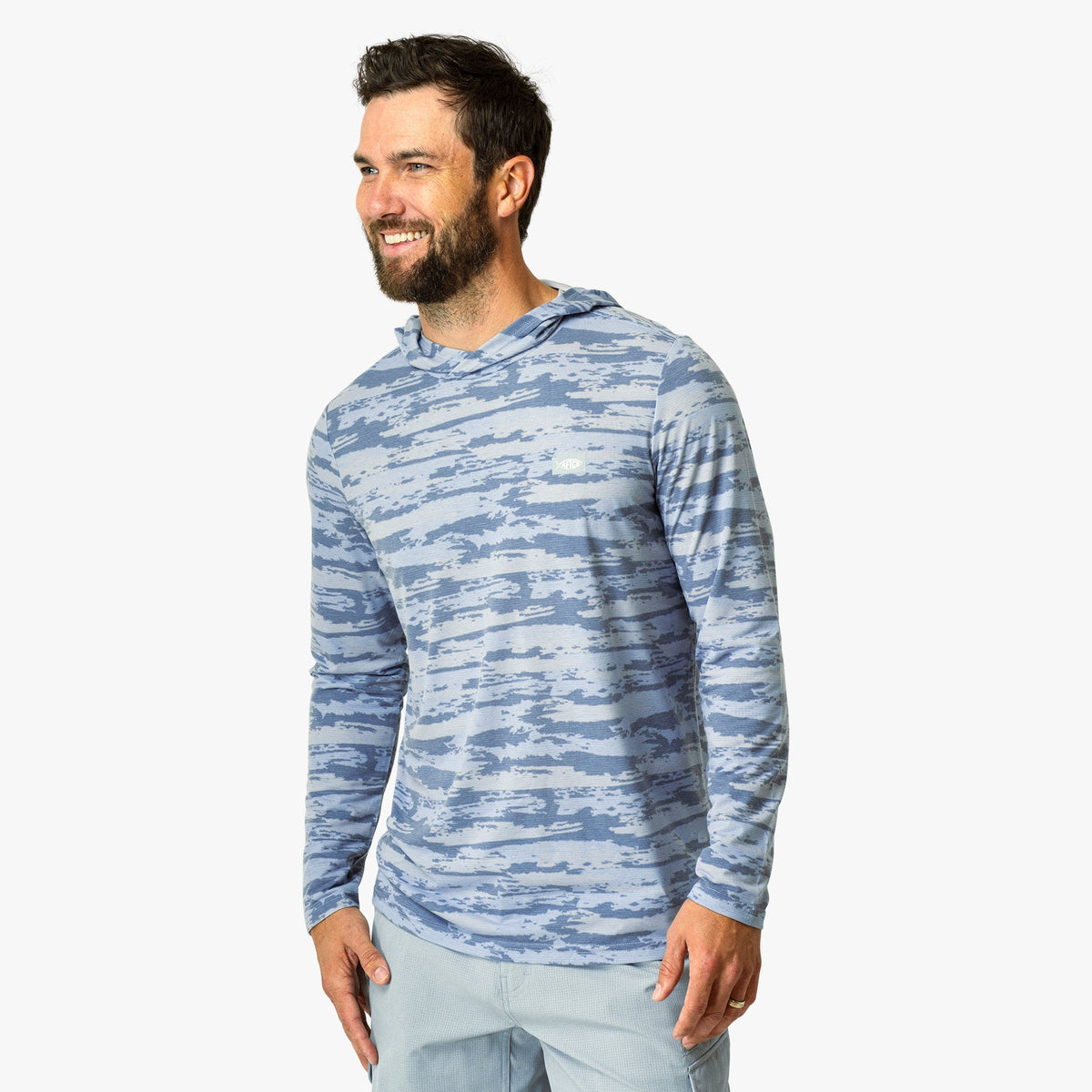 Sand Grouper Camo Ocean Bound Hooded Performance Shirt / AFTCO Top Pick