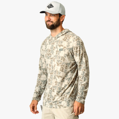 Sand Grouper Camo Ocean Bound Hooded Performance Shirt / AFTCO Top Pick
