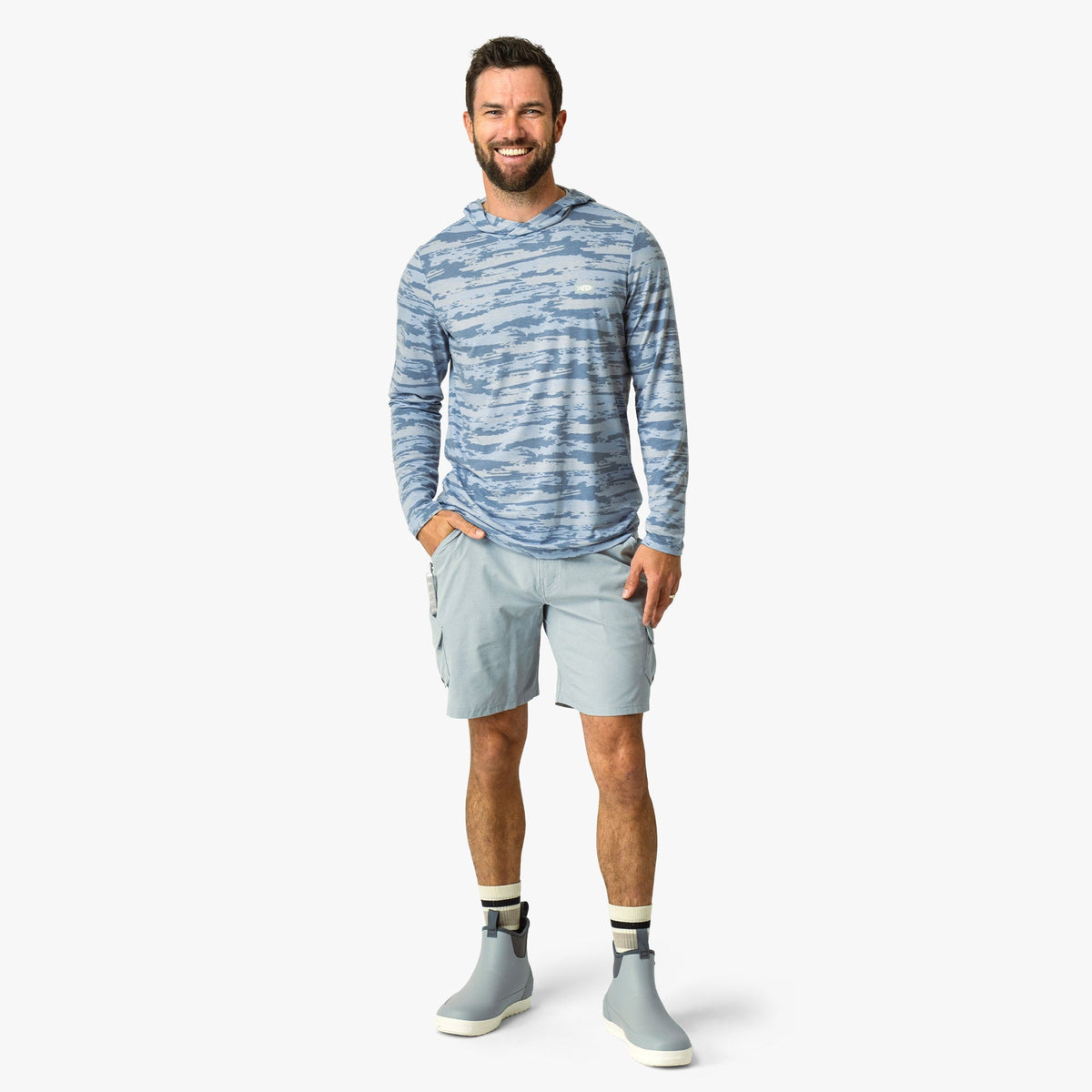 Sand Grouper Camo Ocean Bound Hooded Performance Shirt / AFTCO Top Pick