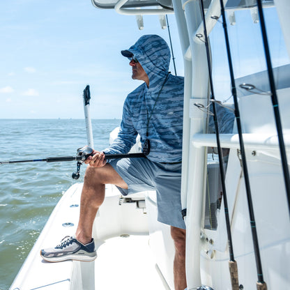 Sand Grouper Camo Ocean Bound Hooded Performance Shirt / AFTCO Top Pick