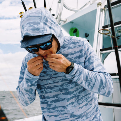 Sand Grouper Camo Ocean Bound Hooded Performance Shirt / AFTCO Top Pick