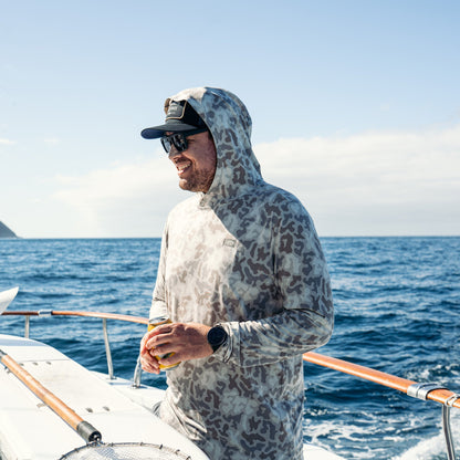 Sand Grouper Camo Ocean Bound Hooded Performance Shirt / AFTCO Top Pick