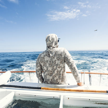 Sand Grouper Camo Ocean Bound Hooded Performance Shirt / AFTCO Top Pick