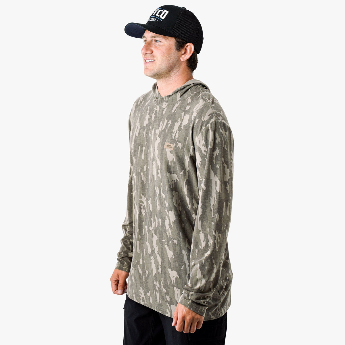 Sand Grouper Camo Ocean Bound Hooded Performance Shirt / AFTCO Top Pick