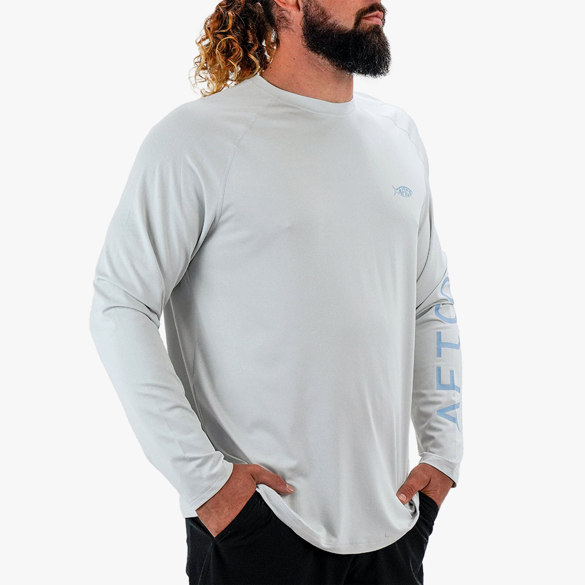 Coral Sands Heather Men's Long Sleeve Sun Protection Shirt - Samurai by AFTCO / AFTCO Best Price