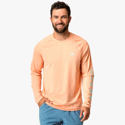 Coral Sands Heather Men's Long Sleeve Sun Protection Shirt - Samurai by AFTCO / AFTCO Best Price