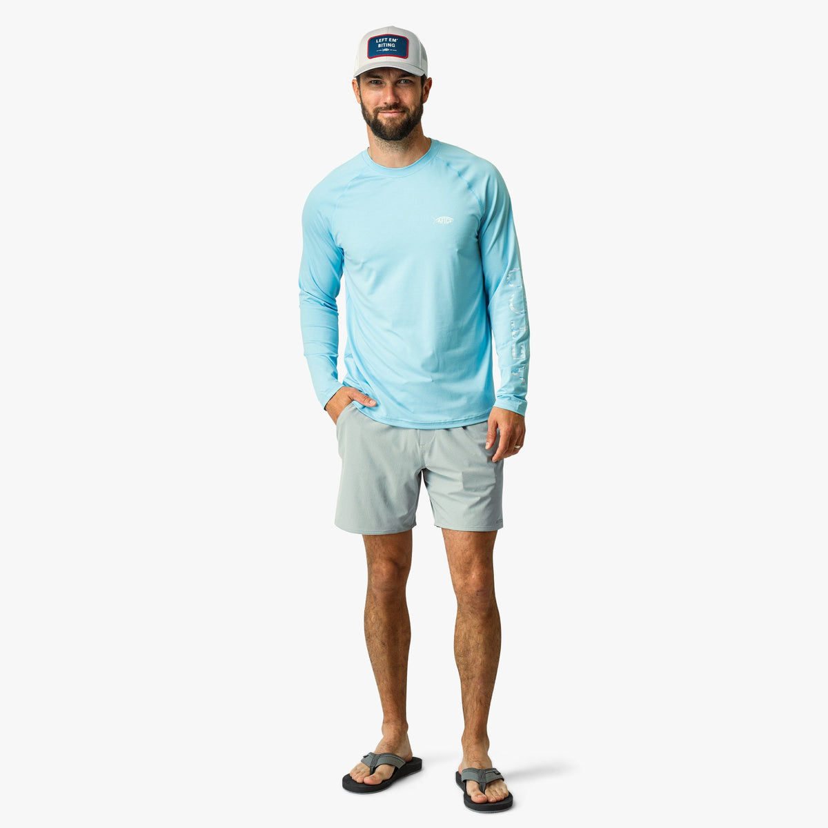 Coral Sands Heather Men's Long Sleeve Sun Protection Shirt - Samurai by AFTCO / AFTCO Best Price