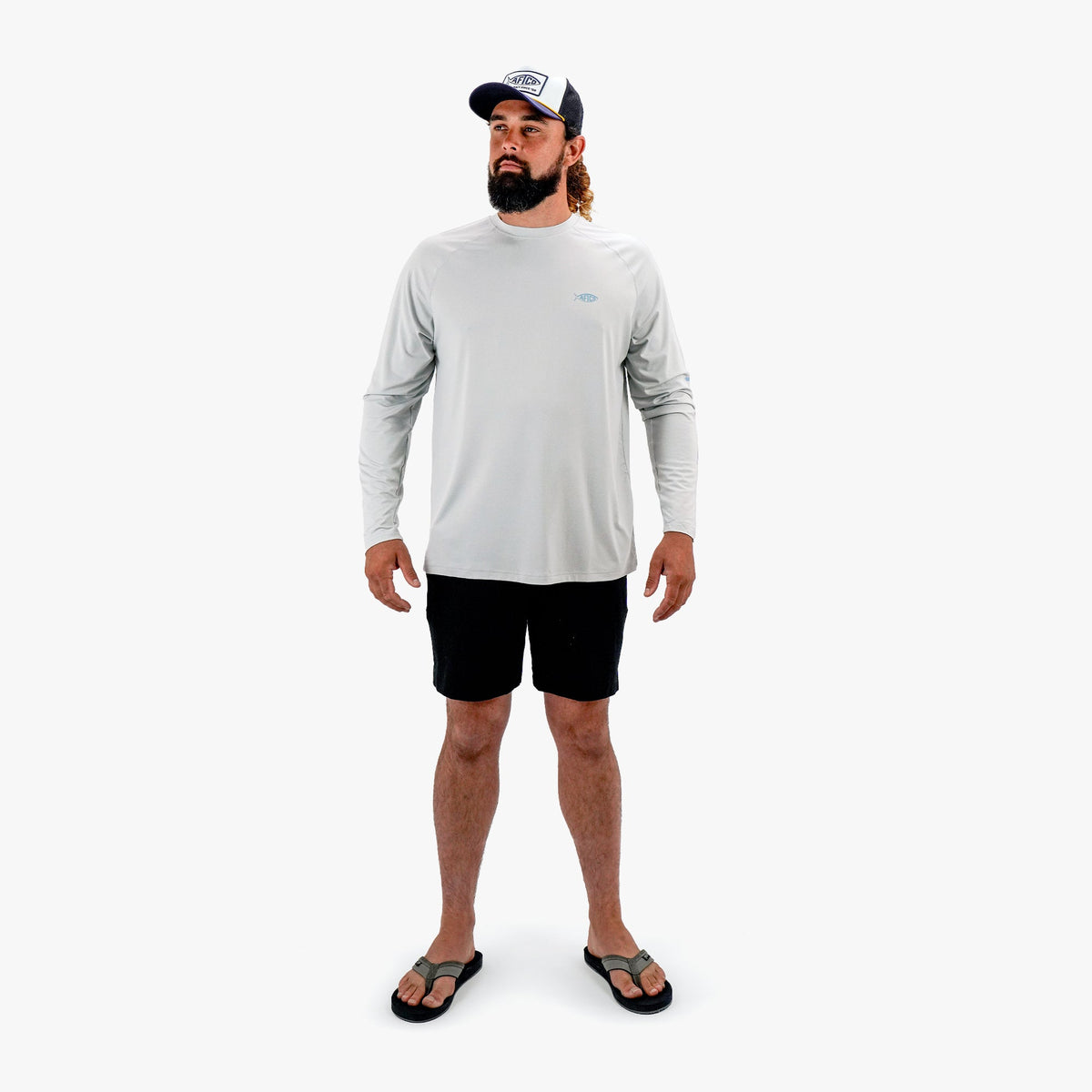 Coral Sands Heather Men's Long Sleeve Sun Protection Shirt - Samurai by AFTCO / AFTCO Best Price