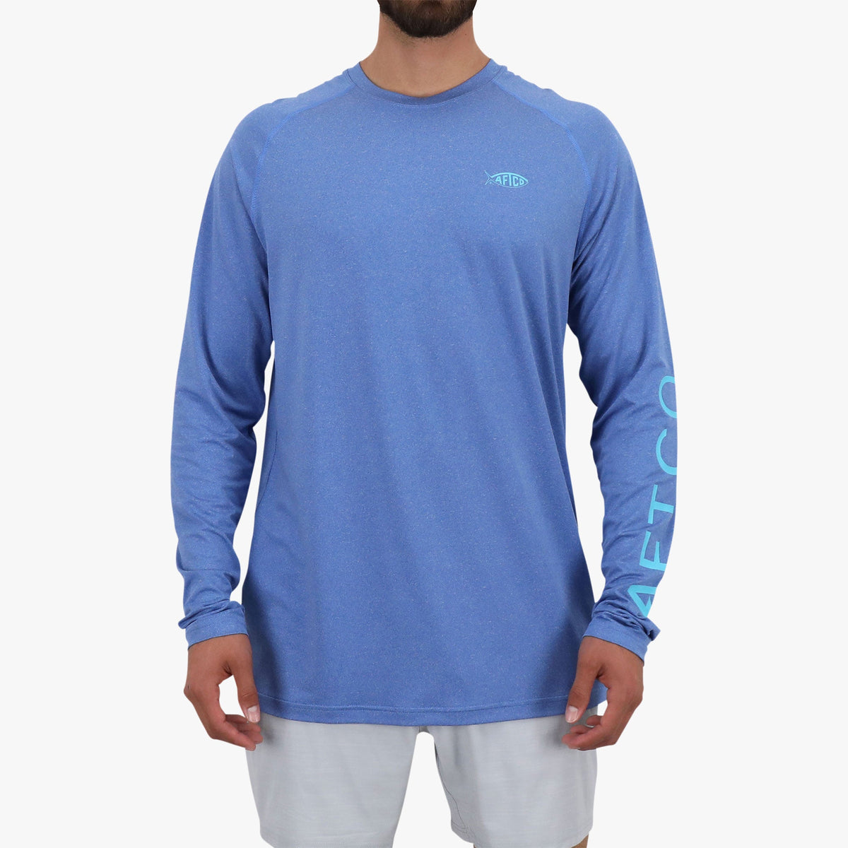 Coral Sands Heather Men's Long Sleeve Sun Protection Shirt - Samurai by AFTCO / AFTCO Best Price
