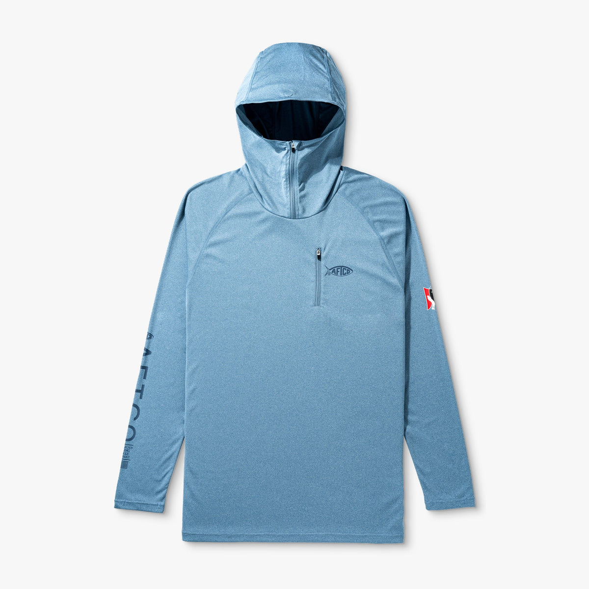 Blue Shadow Heather Jason Christie's Hooded LS Bass Fishing Performance Shirt / AFTCO Popular