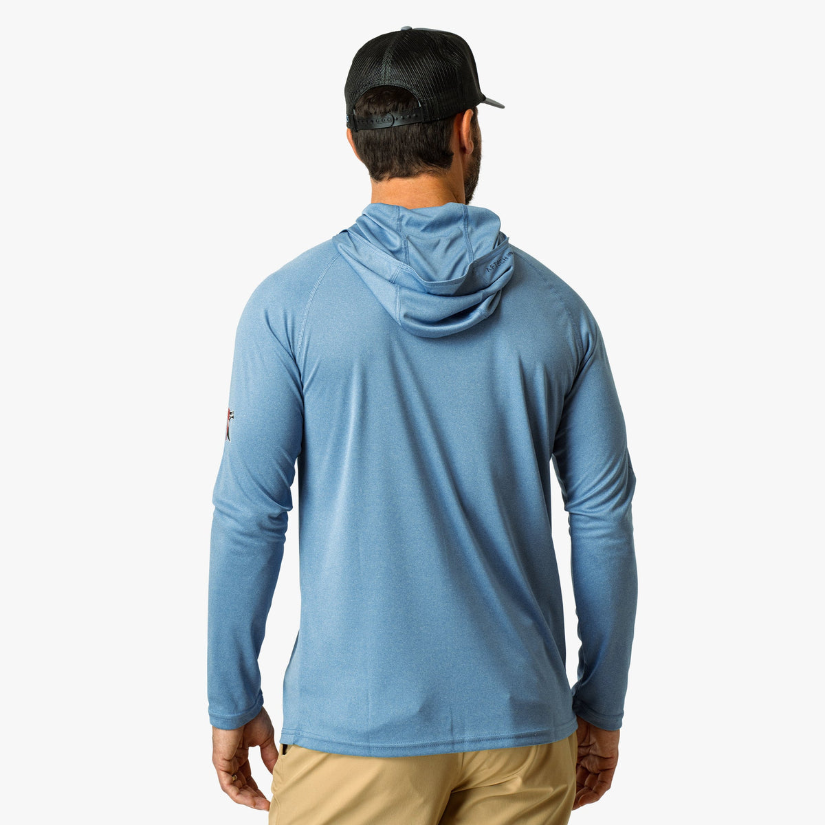 Blue Shadow Heather Jason Christie's Hooded LS Bass Fishing Performance Shirt / AFTCO Popular