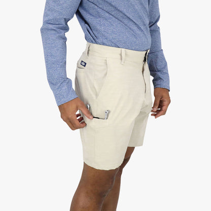 Khaki 7 365 Hybrid Stretch Chino Fishing Shorts / AFTCO Everyday