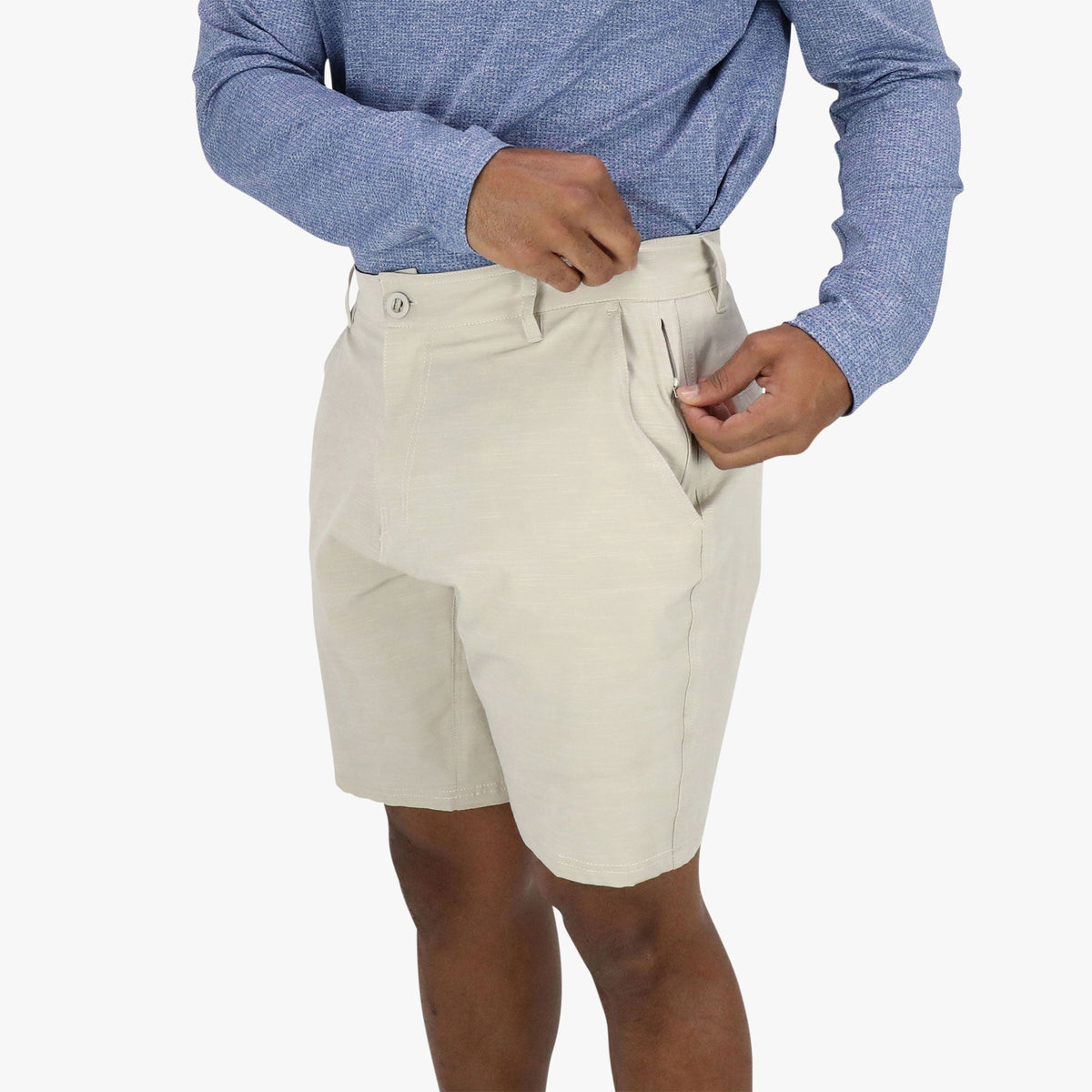 Khaki 7 365 Hybrid Stretch Chino Fishing Shorts / AFTCO Everyday