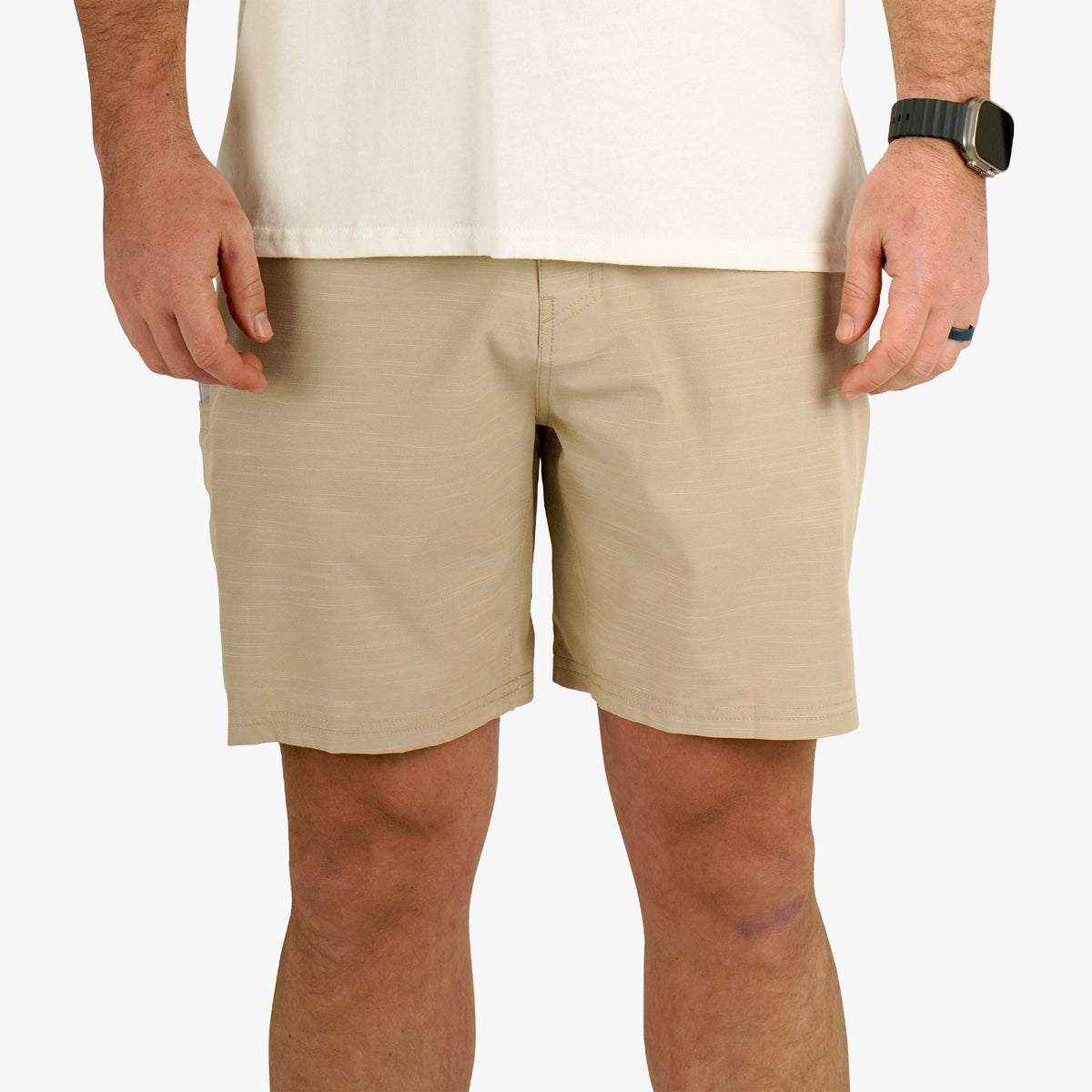 Khaki 7 365 Hybrid Stretch Chino Fishing Shorts / AFTCO Everyday