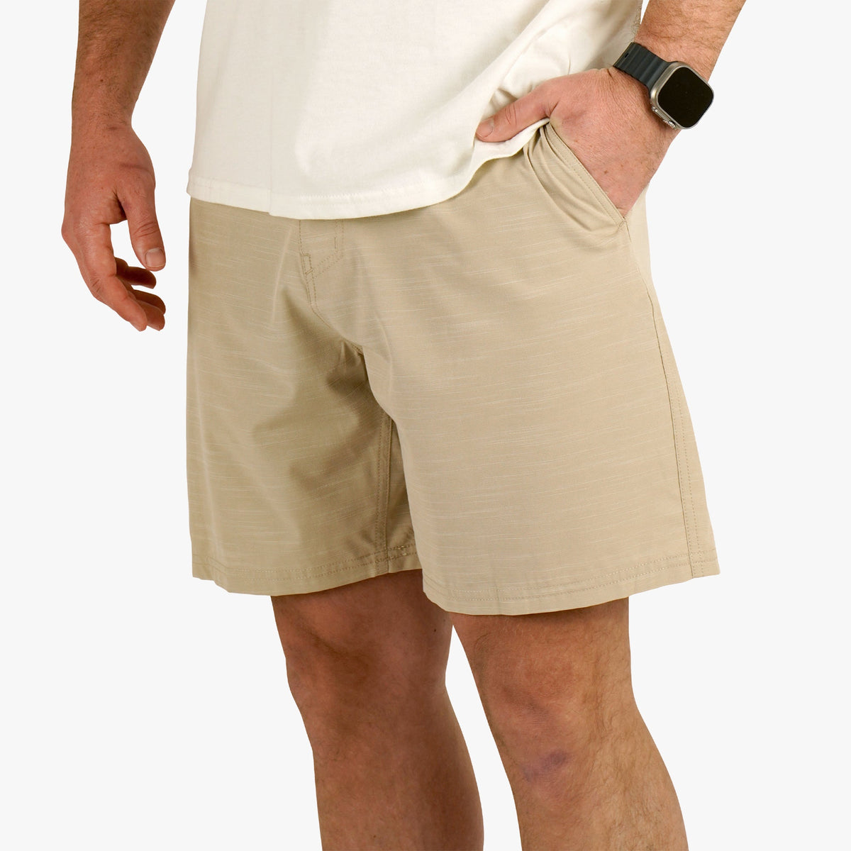Khaki 7 365 Hybrid Stretch Chino Fishing Shorts / AFTCO Everyday