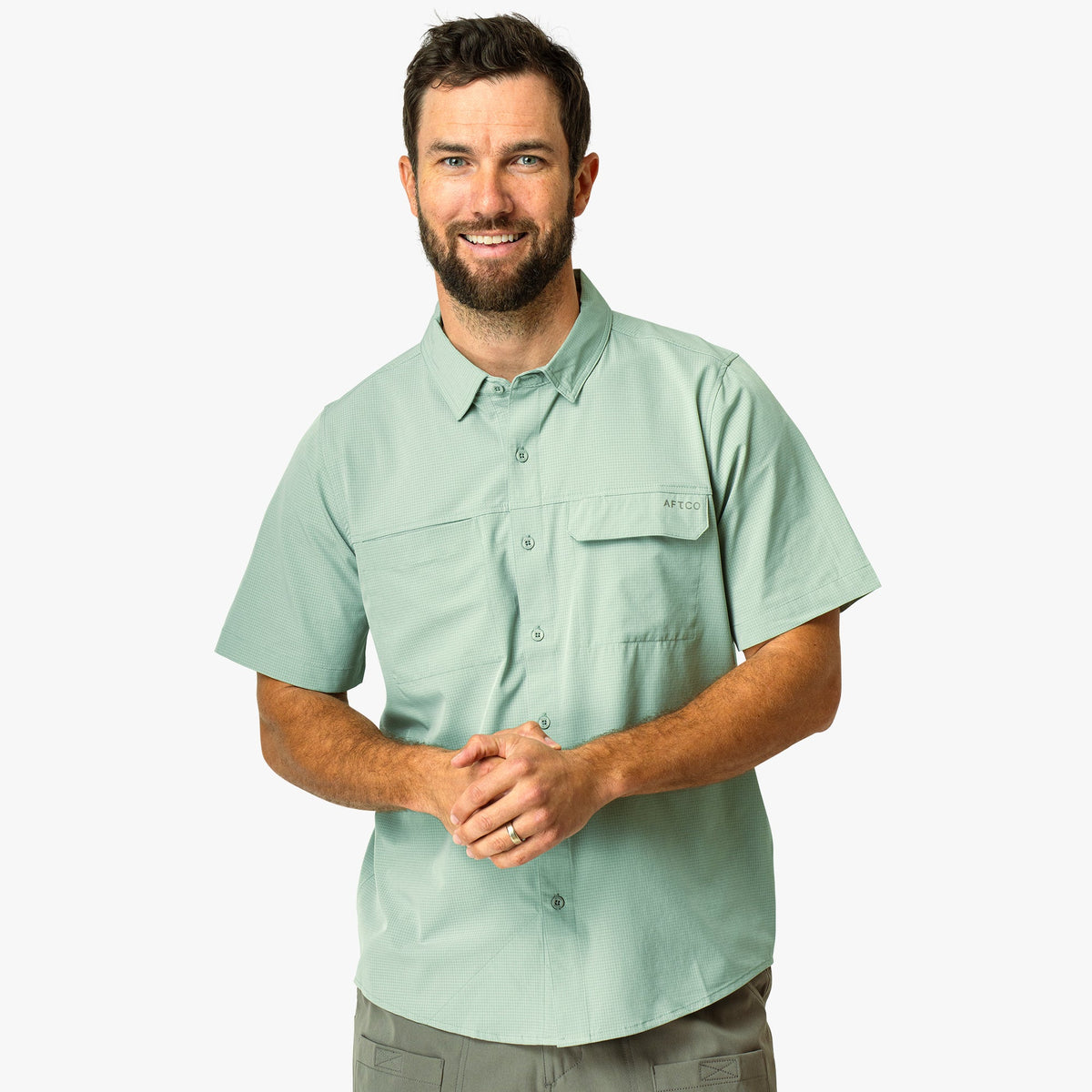Bay Leaf Air O Mesh SS Button Down Fishing Shirt / AFTCO Signature