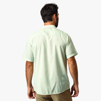 Aqua Glass Dorsal Short Sleeve Button Down Shirt / AFTCO Latest