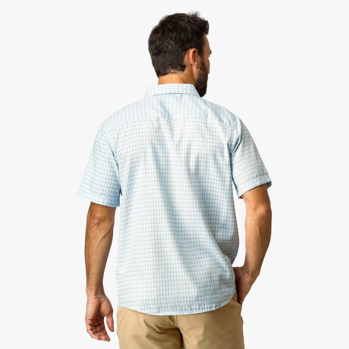 Aqua Glass Dorsal Short Sleeve Button Down Shirt / AFTCO Latest