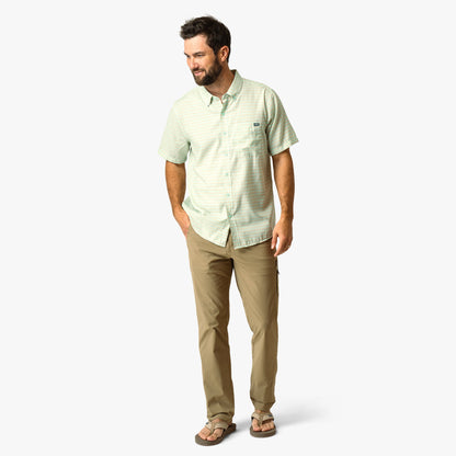Aqua Glass Dorsal Short Sleeve Button Down Shirt / AFTCO Latest