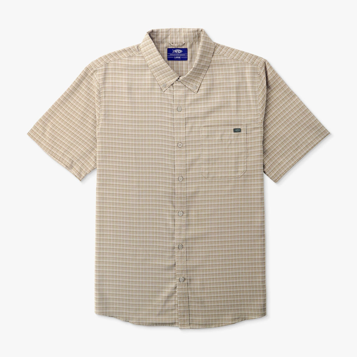 Aqua Glass Dorsal Short Sleeve Button Down Shirt / AFTCO Latest
