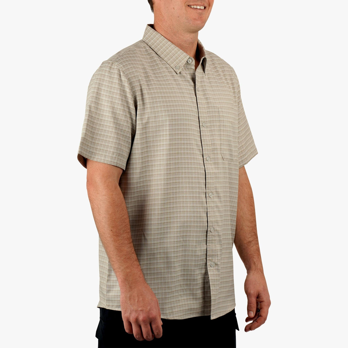 Aqua Glass Dorsal Short Sleeve Button Down Shirt / AFTCO Latest