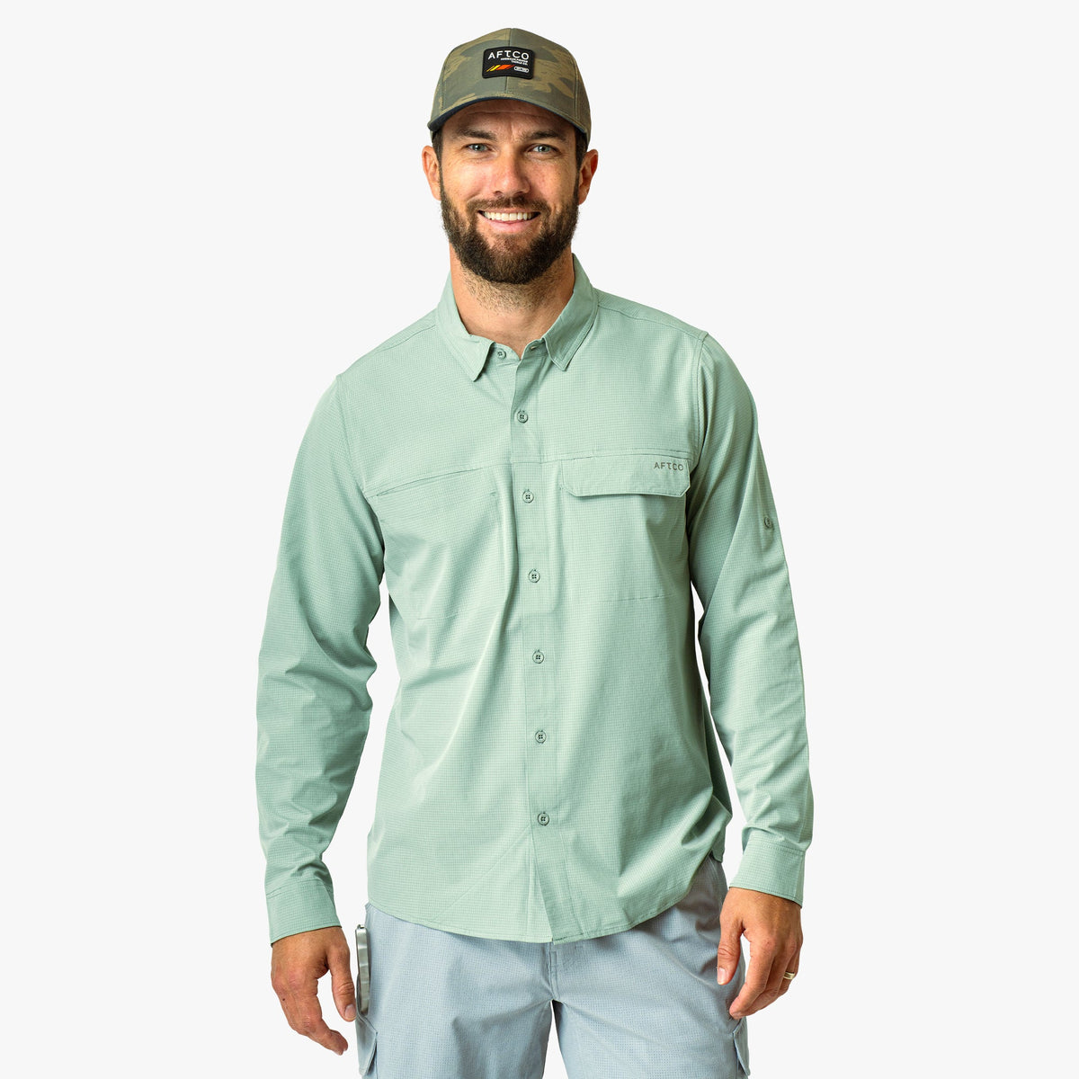 Bay Leaf Air-O Mesh LS Fishing Button Up Shirts / AFTCO Discount
