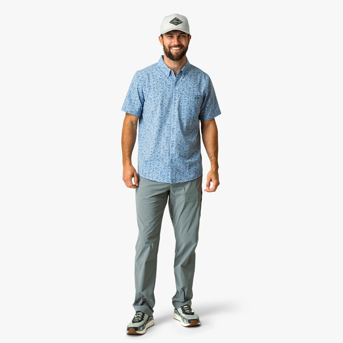 Seaside Boatbar Printed Button Down Fishing Shirt / AFTCO Trusted