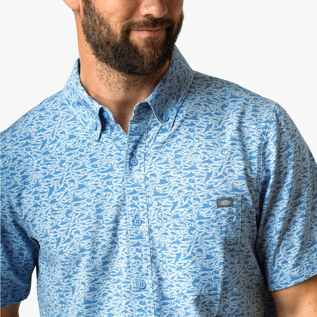 Seaside Boatbar Printed Button Down Fishing Shirt / AFTCO Trusted
