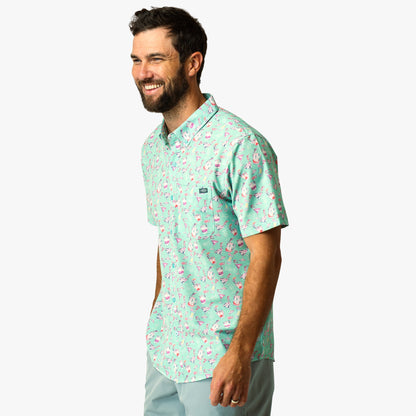 Aqua Glass Boatbar Printed Button Down Fishing Shirt / AFTCO Essential