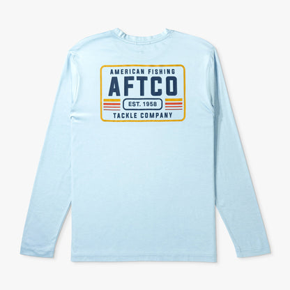 Airy Blue Heather License Plate Long Sleeve Sun Protection Shirt / AFTCO Customer Favorite