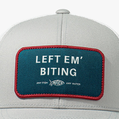 Oyster Gray Left Em' Biting Fishing Trucker Hat / AFTCO Everyday