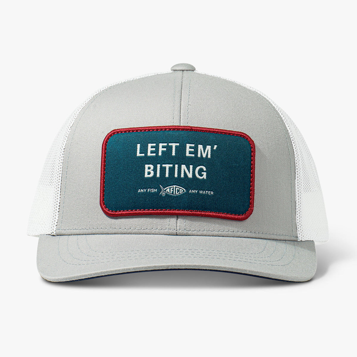 Oyster Gray Left Em' Biting Fishing Trucker Hat / AFTCO Everyday
