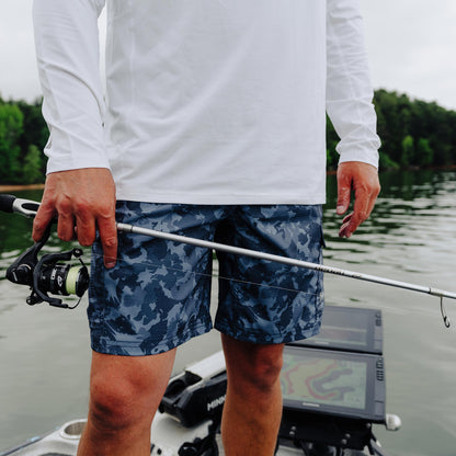 Black Storm Camo Deckhand Camo Fishing Cargo Shorts / AFTCO Deals
