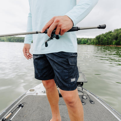 Black Storm Camo Deckhand Camo Fishing Cargo Shorts / AFTCO Deals