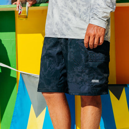 Black Storm Camo Deckhand Camo Fishing Cargo Shorts / AFTCO Deals