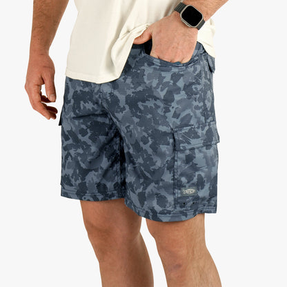Black Storm Camo Deckhand Camo Fishing Cargo Shorts / AFTCO Deals