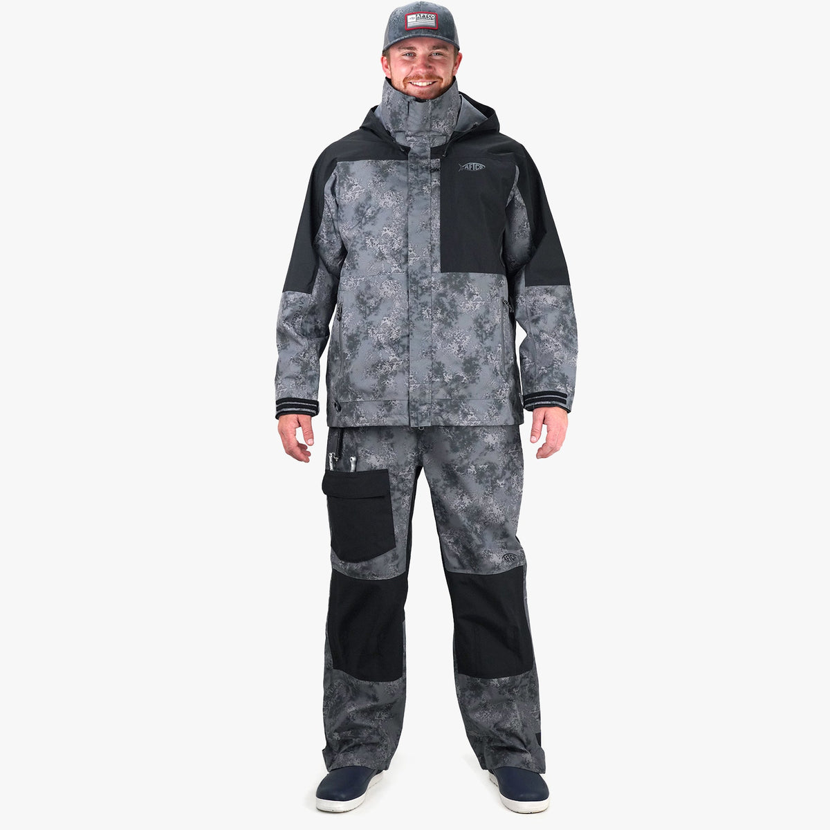 Charcoal Acid Camo Barricade Bibs For Rain / AFTCO Trusted
