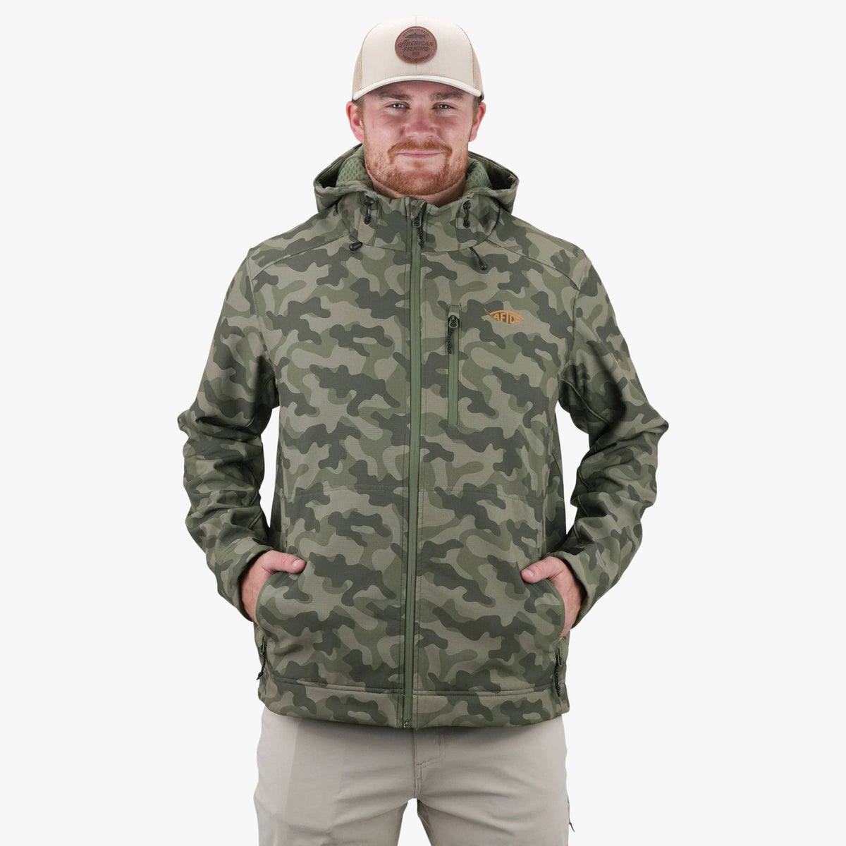 Storm Camo Reaper Tactical Zip Up Camo Softshell Jacket / AFTCO Discount