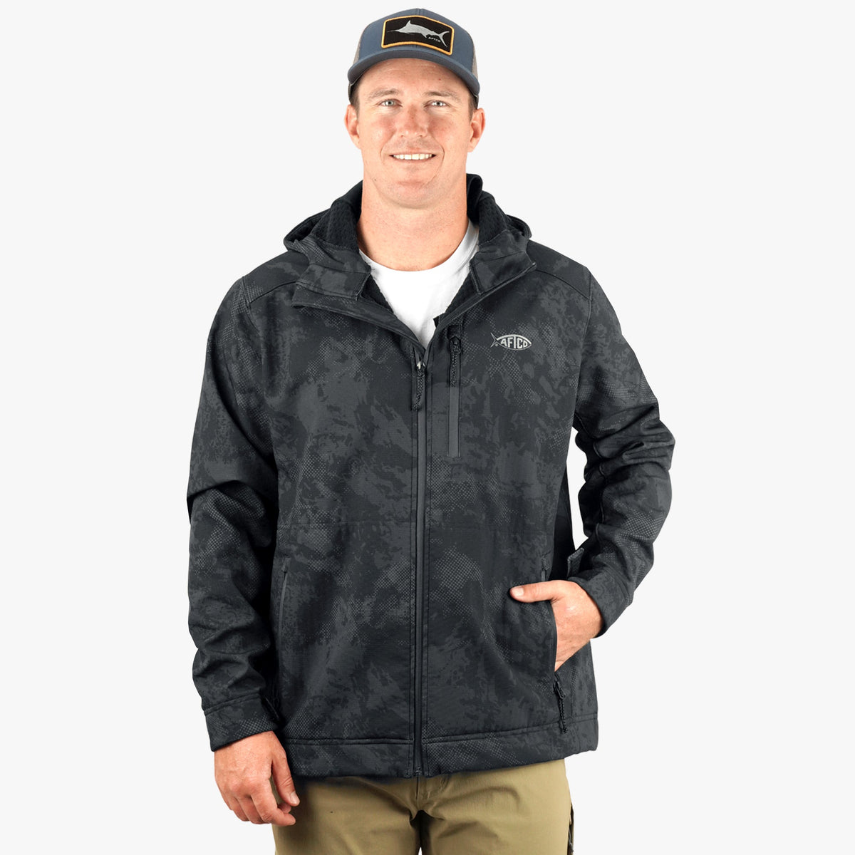 Storm Camo Reaper Tactical Zip Up Camo Softshell Jacket / AFTCO Discount