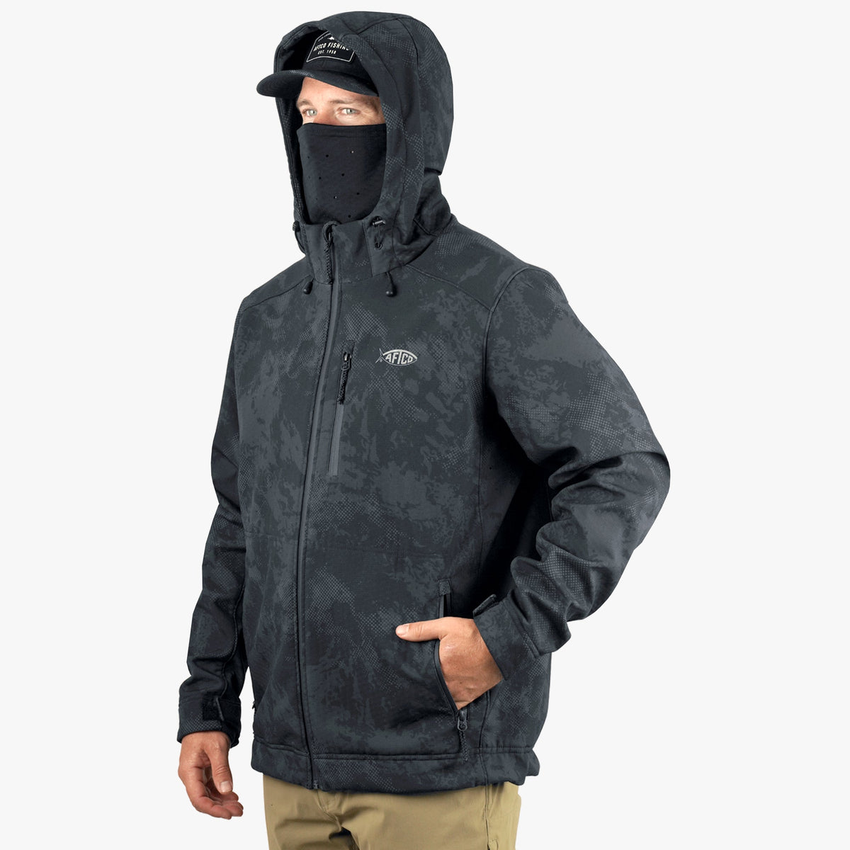Storm Camo Reaper Tactical Zip Up Camo Softshell Jacket / AFTCO Discount