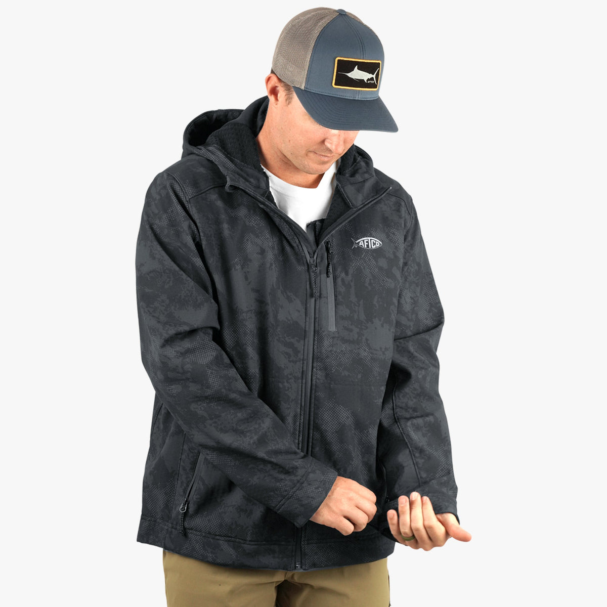 Storm Camo Reaper Tactical Zip Up Camo Softshell Jacket / AFTCO Discount